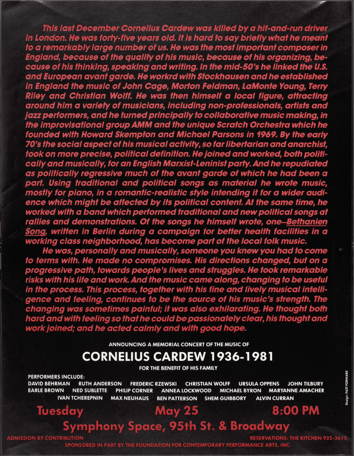 The Music Of Cornelius Cardew, 1982